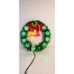 Vintage 8" Christmas Wreath 12 Light Electric Holiday Decoration Working